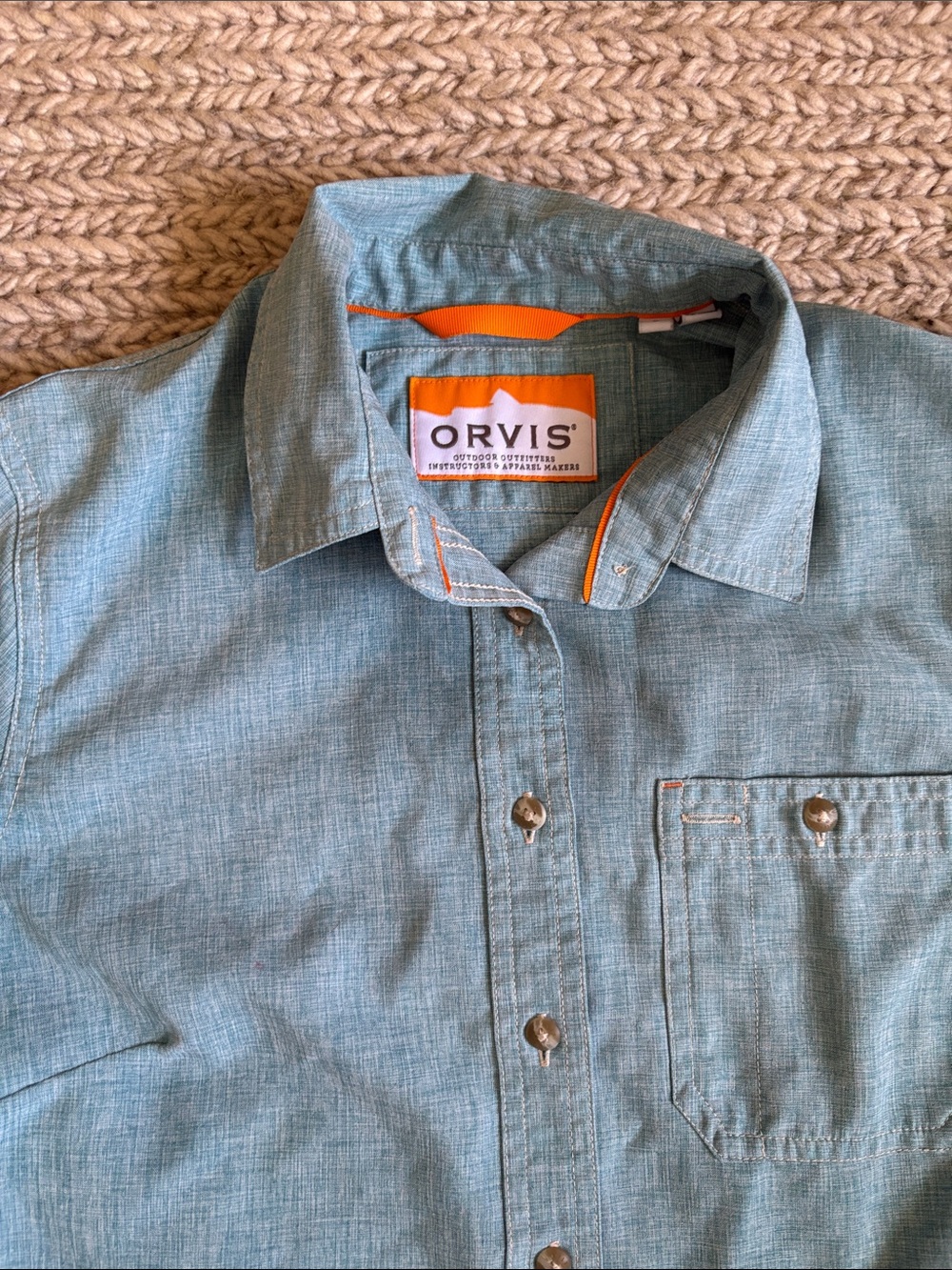 Orvis Woman’s Slate Blue Short-Sleeve Button-Down Shirt